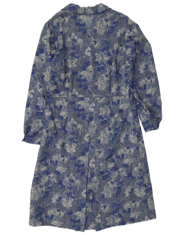 Vintage γυναικείο μακρυμάνικο μάξι φόρεμα UK 6 XS Blue Floral