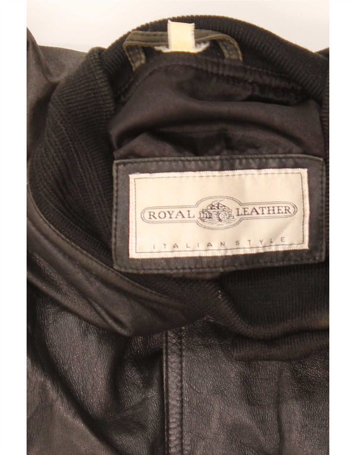 Vintage Ανδρικό Bomber Δερμάτινο Μπουφάν IT 46 Small Black Leather