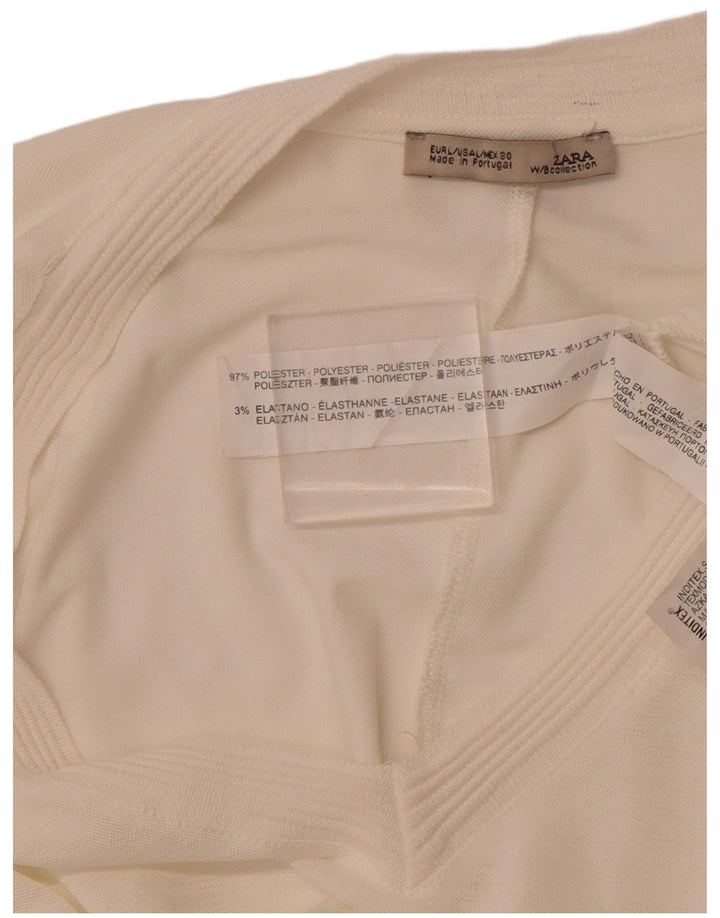 ZARA Γυναικεία Ασύμμετρη Μπλούζα Τοπ UK 16 Large Off White Πολυεστέρας