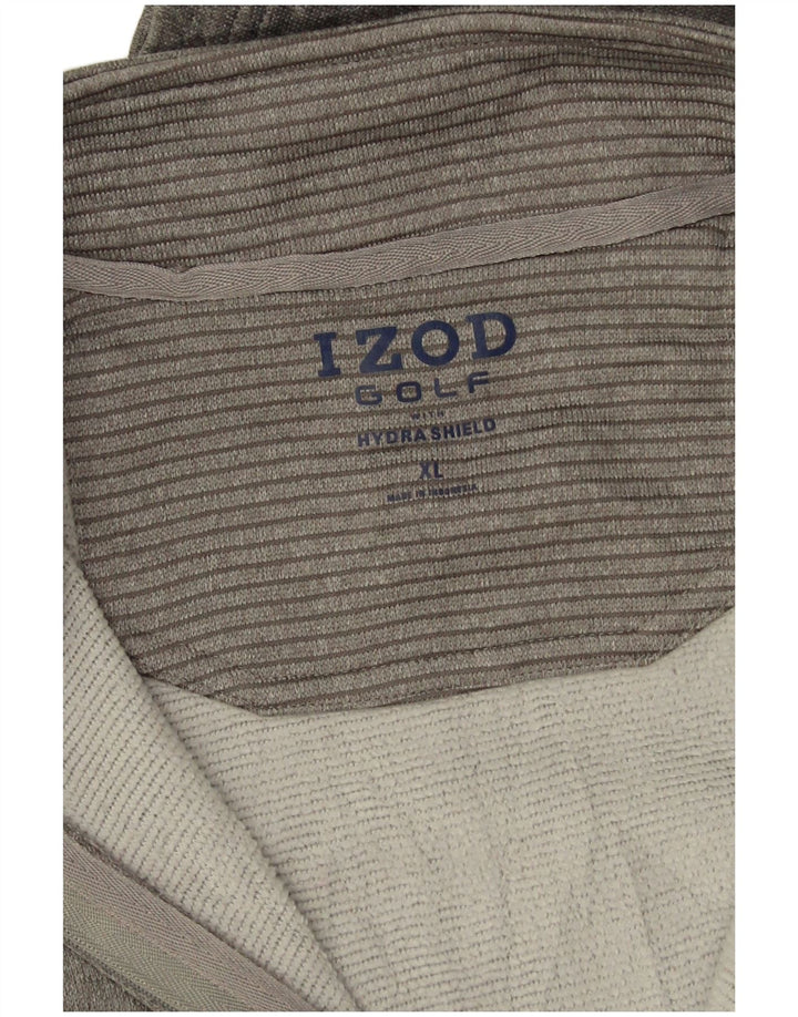 Izod Ανδρικό πουλόβερ με φερμουάρ με λαιμόκοψη XL γκρι ριγέ