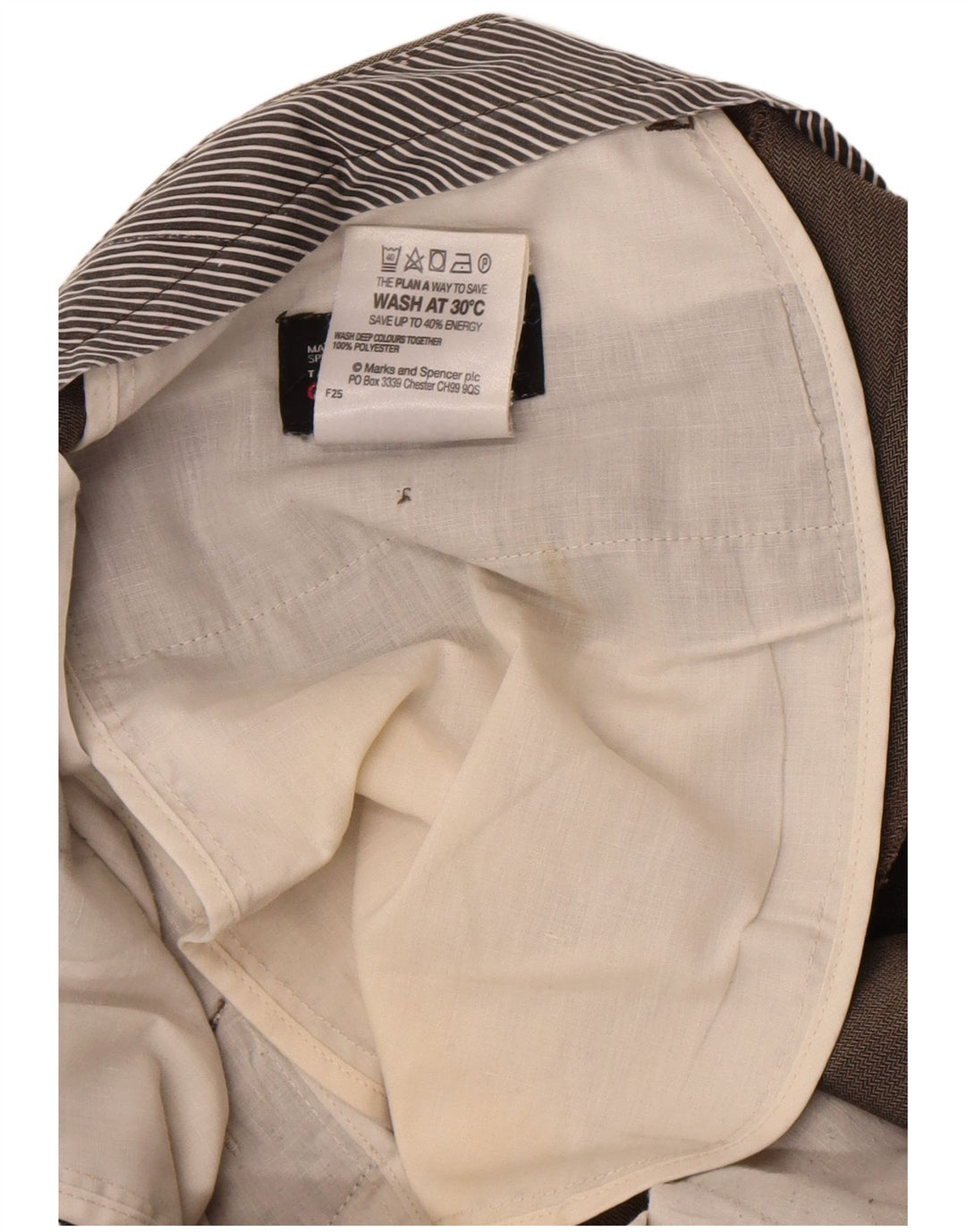Marks & Spencer Ανδρικό ίσιο παντελόνι W34 L29 Καφέ ψαροκόκκαλο