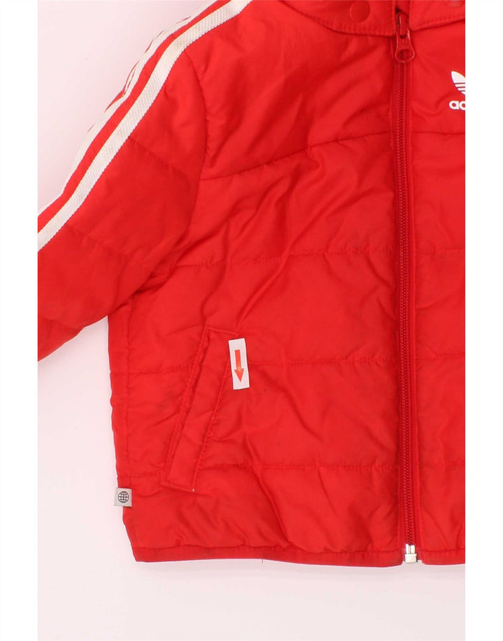 Μπουφάν Adidas Baby Boys με κουκούλα με επένδυση 9-12 μηνών κόκκινο πολυεστέρα