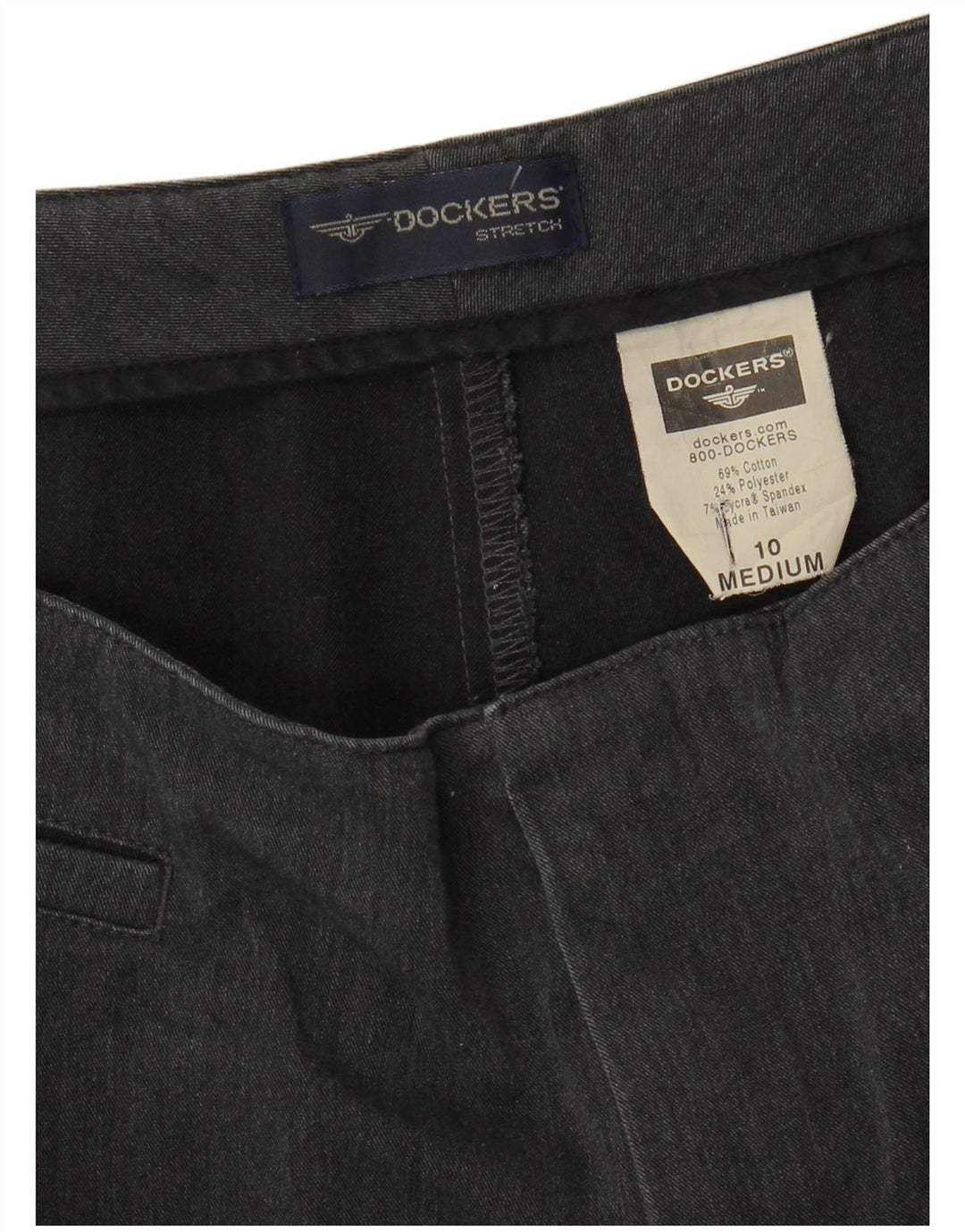 DOCKERS Γυναικείο ίσιο casual παντελόνι US 10 Μεγάλο W30 L30 Γκρι βαμβακερό