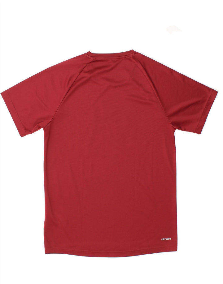 ADIDAS Mens Climalite Graphic T-Shirt Top Small Maroon Polyester Vintage Adidas and Second-Hand Adidas from Messina Hembry 