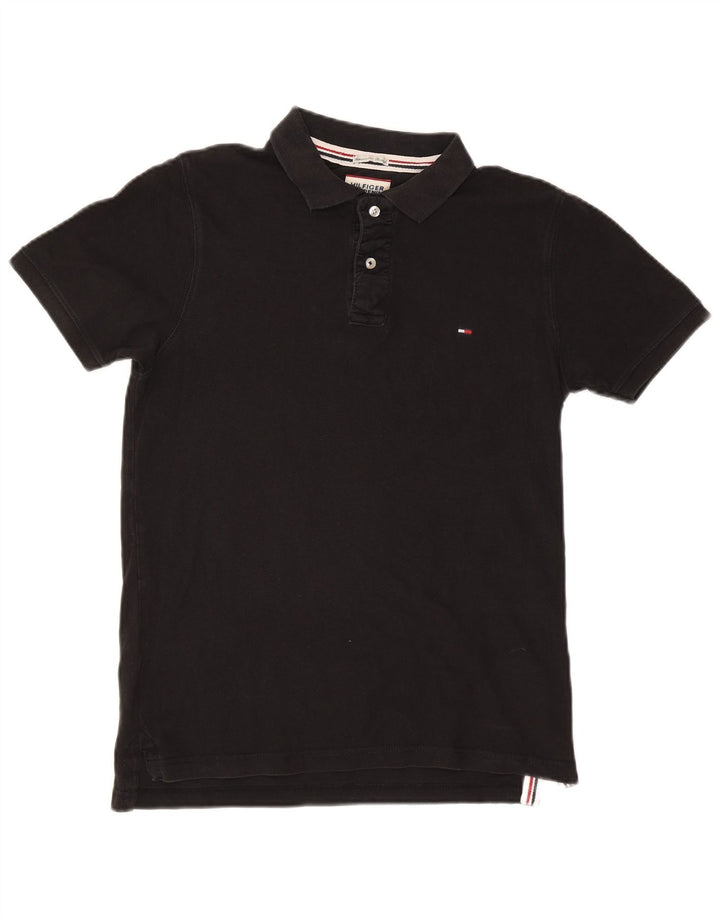 TOMMY HILFIGER Mens Polo Shirt Medium Black Cotton