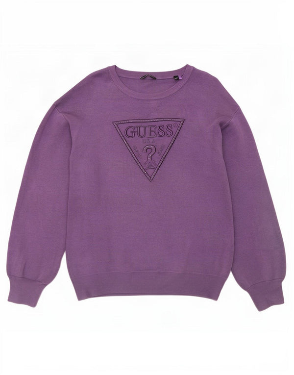 Guess Girls Graphic Boat Neck Jumper πουλόβερ 15-16 ετών μωβ βισκόζη