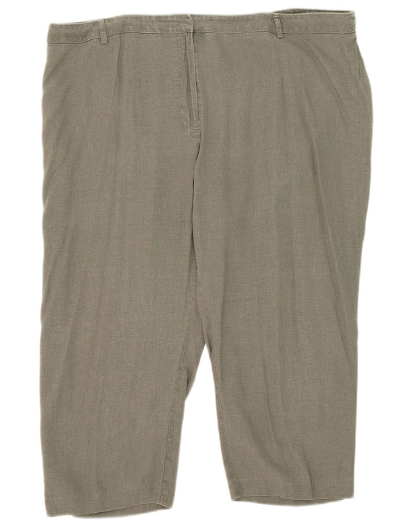 Marks & Spencer Γυναικείο ψηλόμεσο παντελόνι Capri UK 22 3XL W43 L21 Khaki