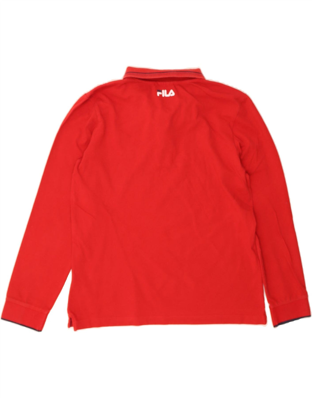 FILA Mens Long Sleeve Polo Shirt Medium Red Cotton Vintage Fila and Second-Hand Fila from Messina Hembry 