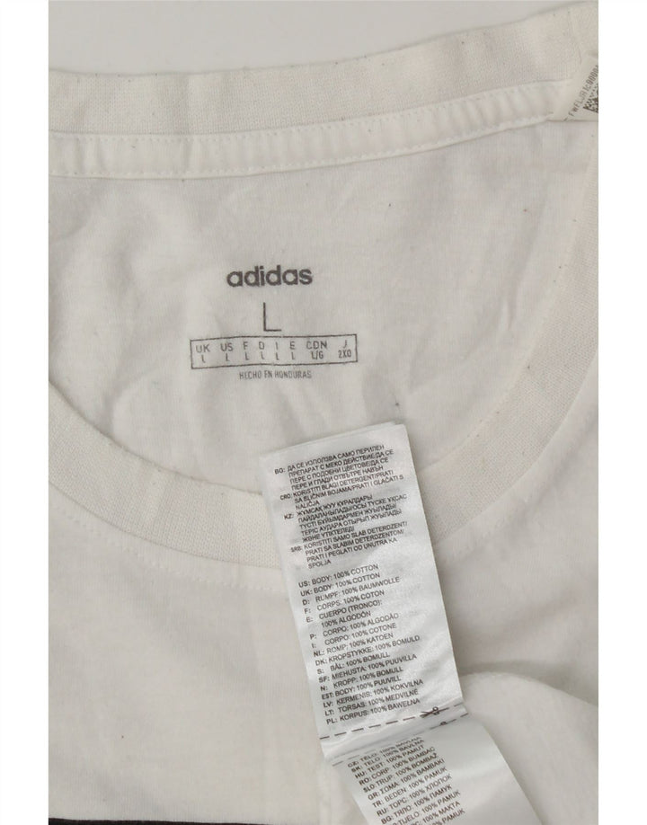 Ανδρικό γραφικό T-Shirt Adidas Top μεγάλο λευκό βαμβακερό