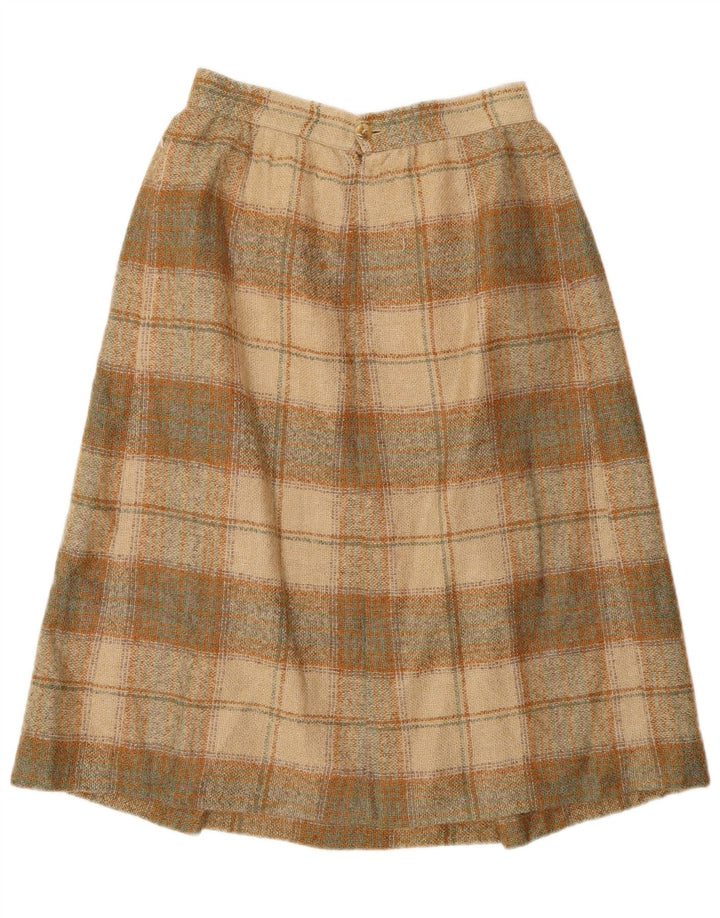 Vintage γυναικεία φούστα σε γραμμή Α W26 Small Beige Check Polyester