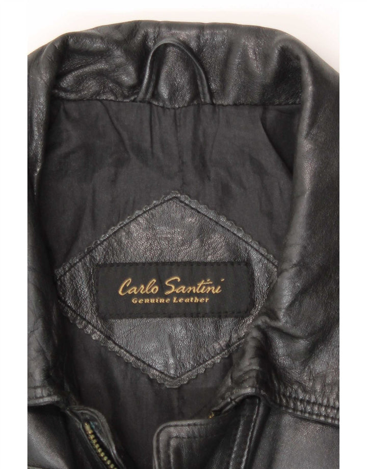 Carlo Santini Ανδρικό Δερμάτινο Μπουφάν UK 36 Small Black