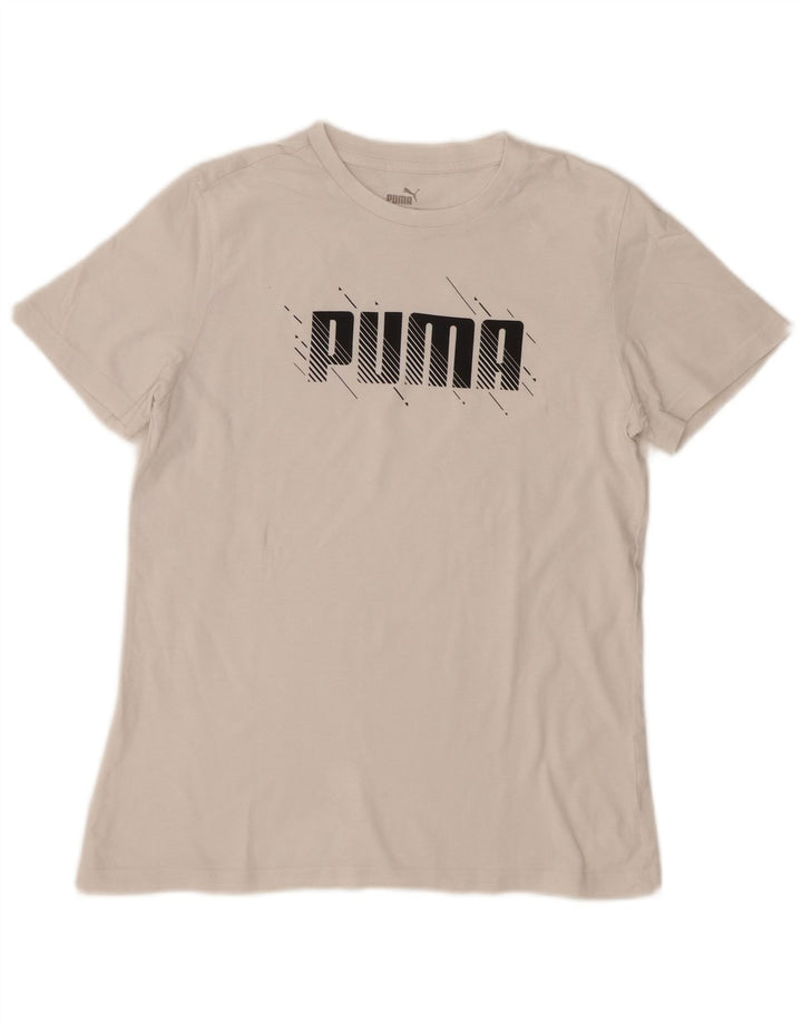 Puma Boys Graphic T-Shirt Top 13-14 Years Λευκό