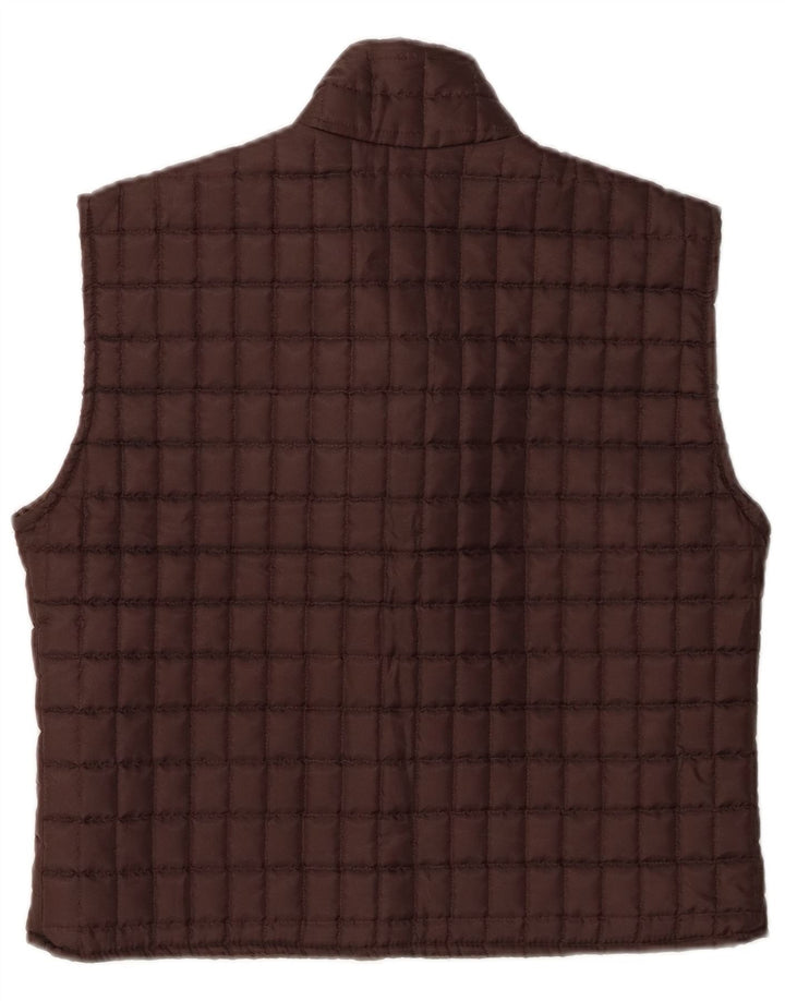 Vintage γυναικείο καπιτονέ Gilet UK 14 Μεσαίο καφέ πολυεστέρας