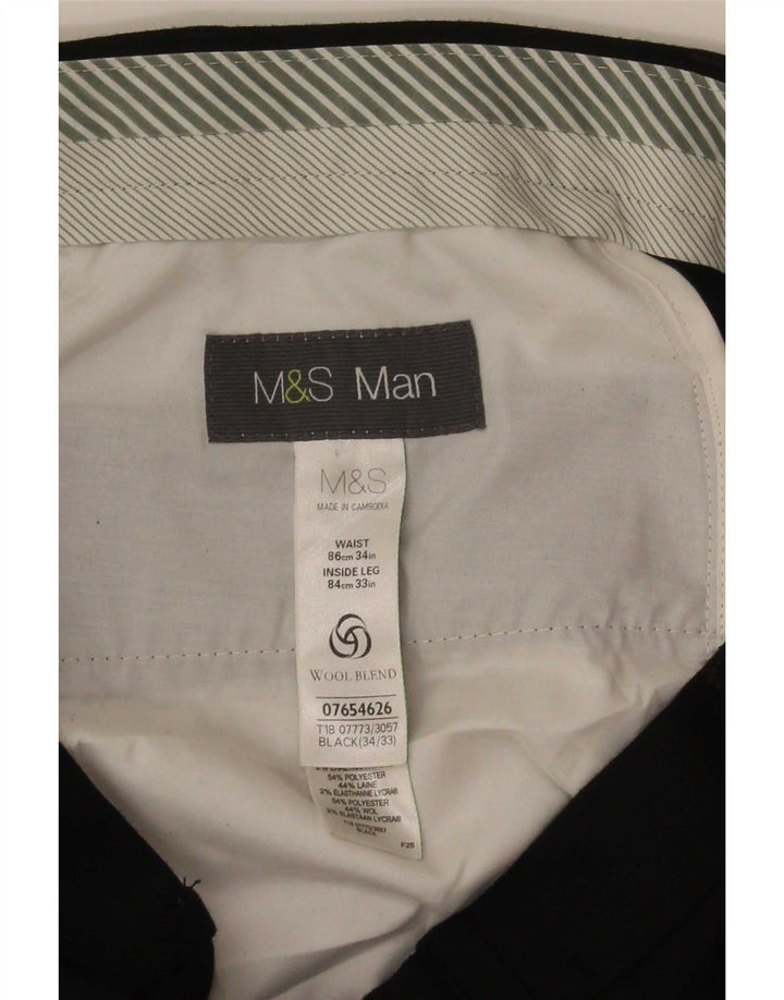 Marks & Spencer Ανδρικό ίσιο παντελόνι W34 L33 Μαύρο πολυεστέρα