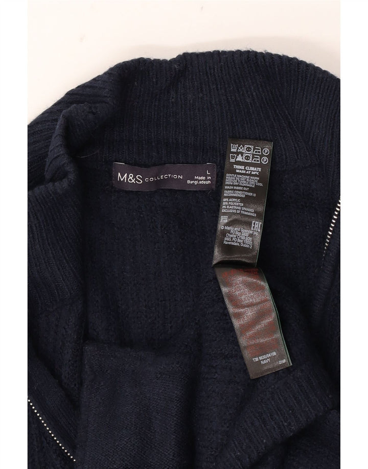 Marks & Spencer Ανδρική ζακέτα πουλόβερ Μεγάλο Navy Blue Ακρυλικό