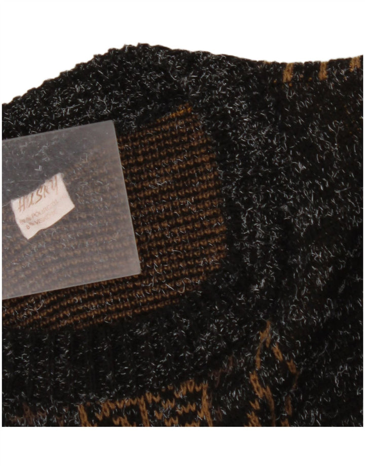 VINTAGE Γυναικείο πουλόβερ με λαιμόκοψη με λαιμόκοψη UK 18 XL σε μαύρο χρώμα