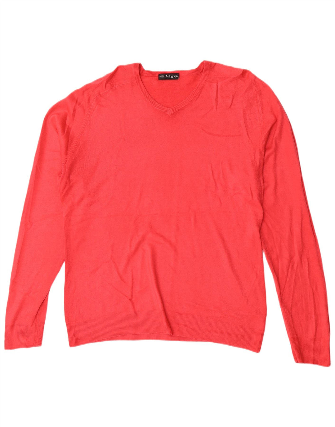 Ανδρικό πουλόβερ Marks & Spencer Autograph V-Neck Jumper Μεγάλο Κόκκινο Ακρυλικό