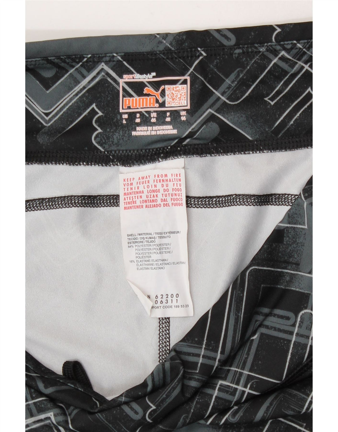 Γυναικείο κολάν Puma UK 14 μεγάλο μαύρο γεωμετρικό πολυεστέρα