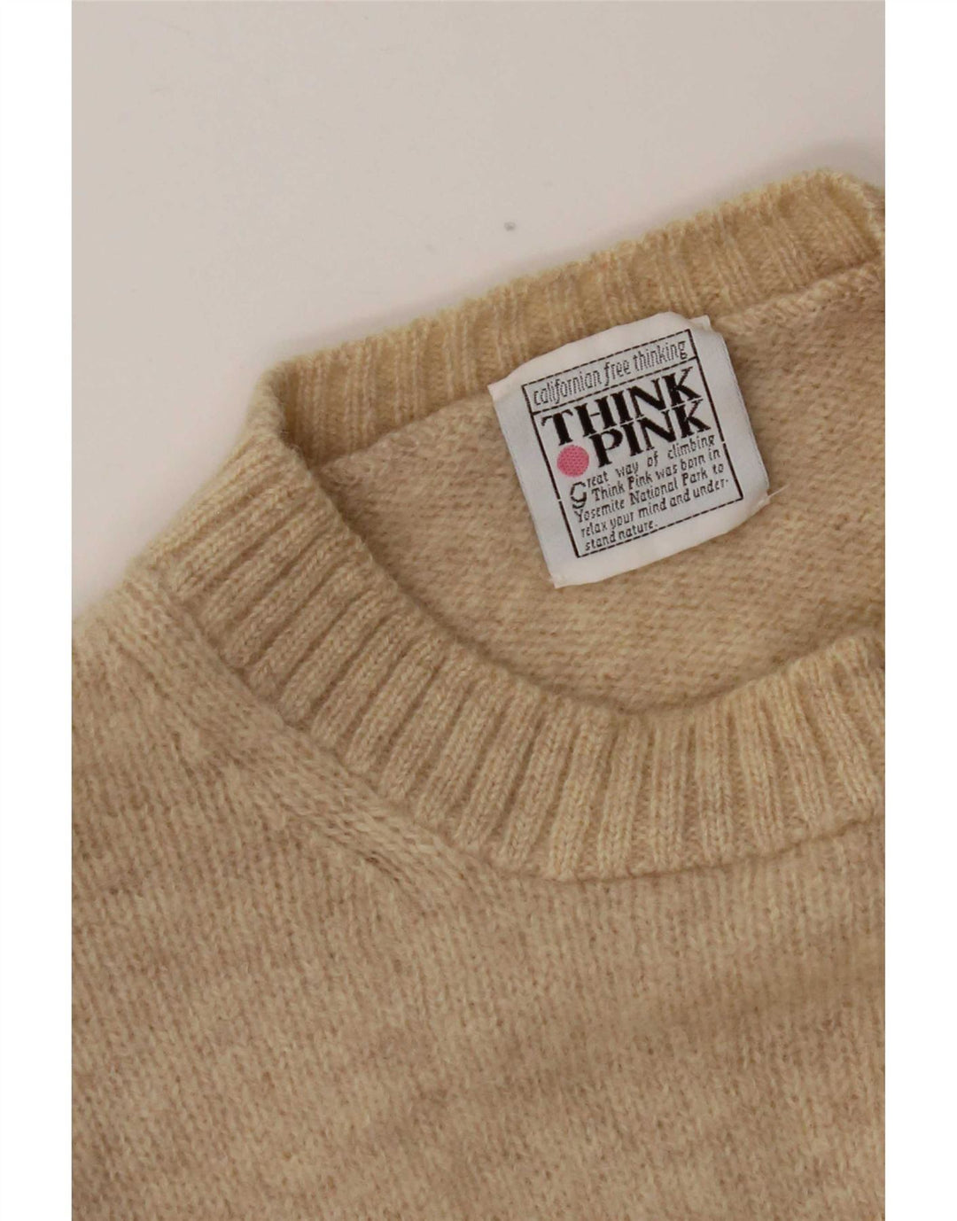 Πουλόβερ Think Pink Mens Crew Neck Jumper Μεγάλο Μπεζ Flecked