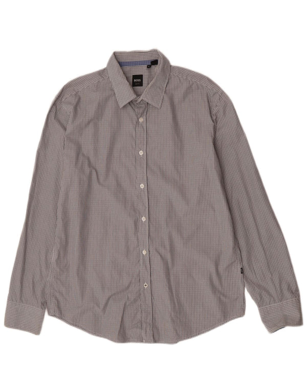 Ανδρικό πουκάμισο Hugo Boss Slim Fit XL Γκρι βαμβακερό ριγέ