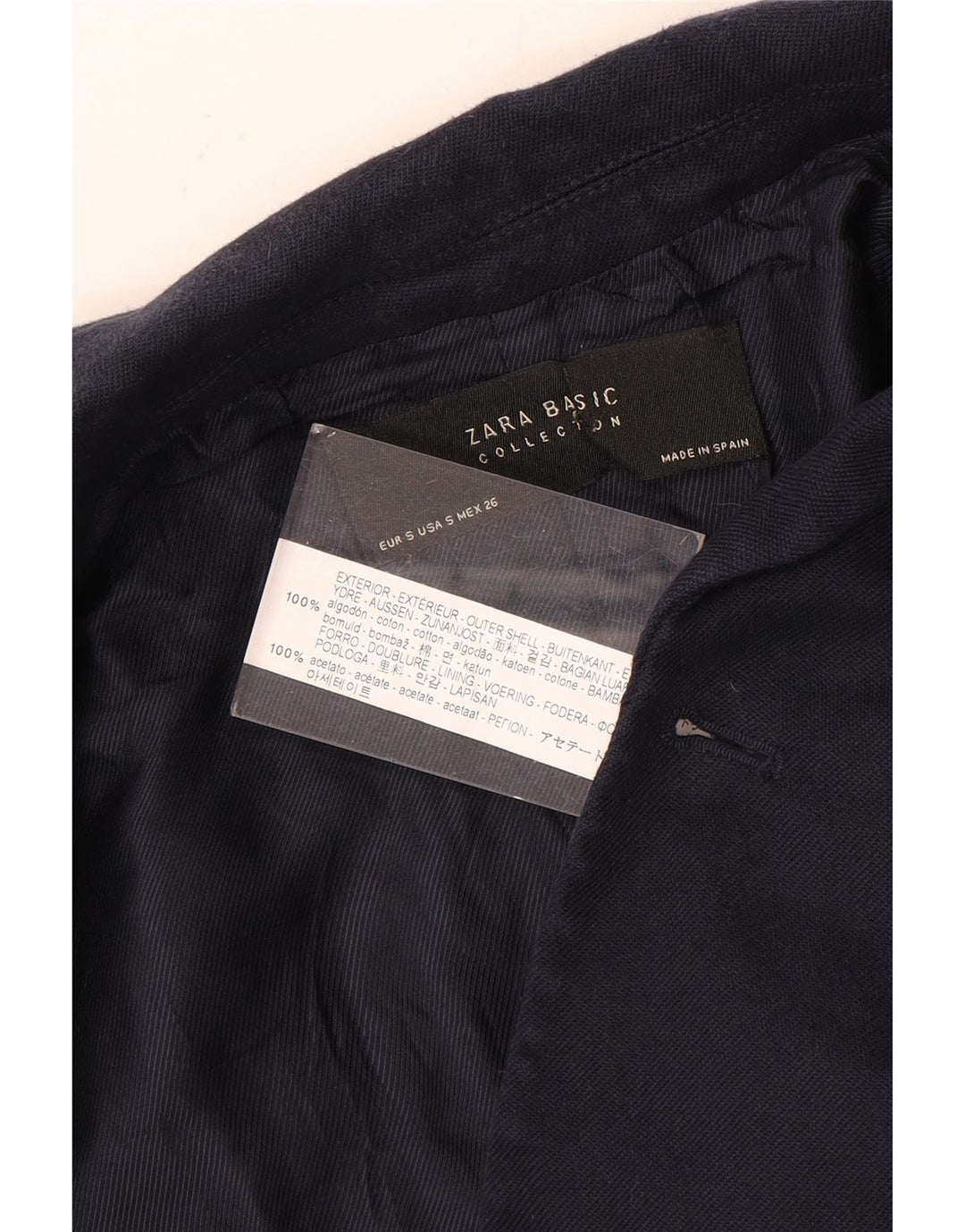 ZARA Γυναικείο σακάκι με διπλό στήθος UK 10 Small Navy Blue Cotton