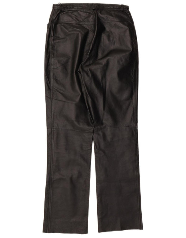 Γυναικείο ίσιο δερμάτινο παντελόνι Yuppie UK 14 Medium W29 L31 μαύρο δέρμα
