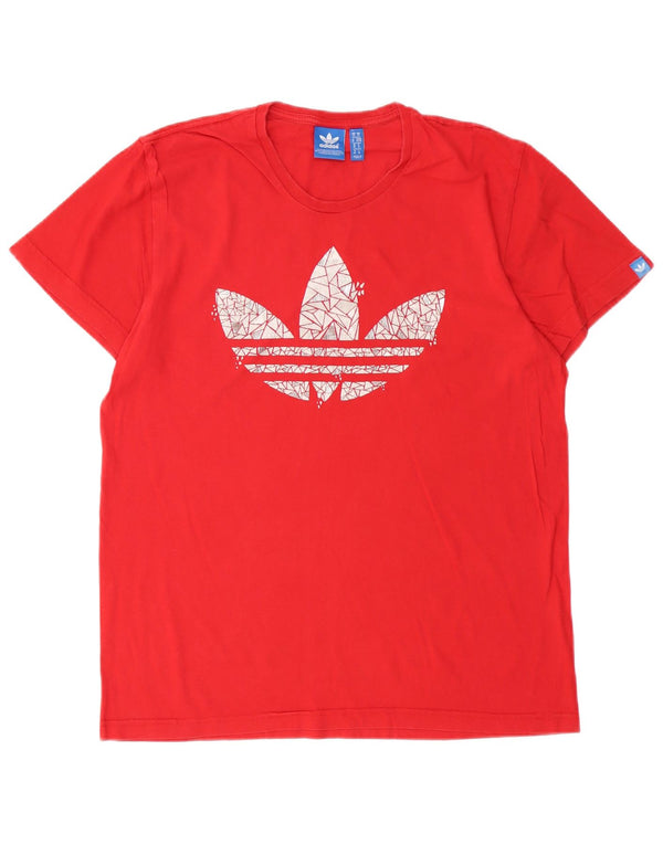 Ανδρικό γραφικό T-Shirt Adidas Top Μεσαίο κόκκινο βαμβακερό