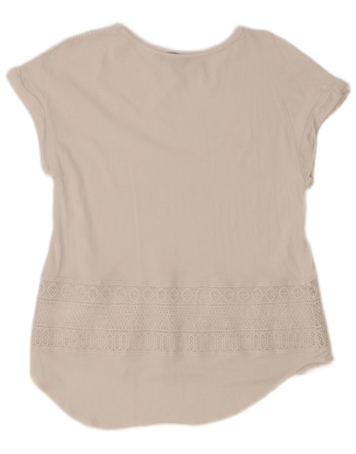 DESIGUAL Γυναικεία Γραφική Μπλούζα Τοπ UK 12 Μεσαία Λευκή Γεωμετρική