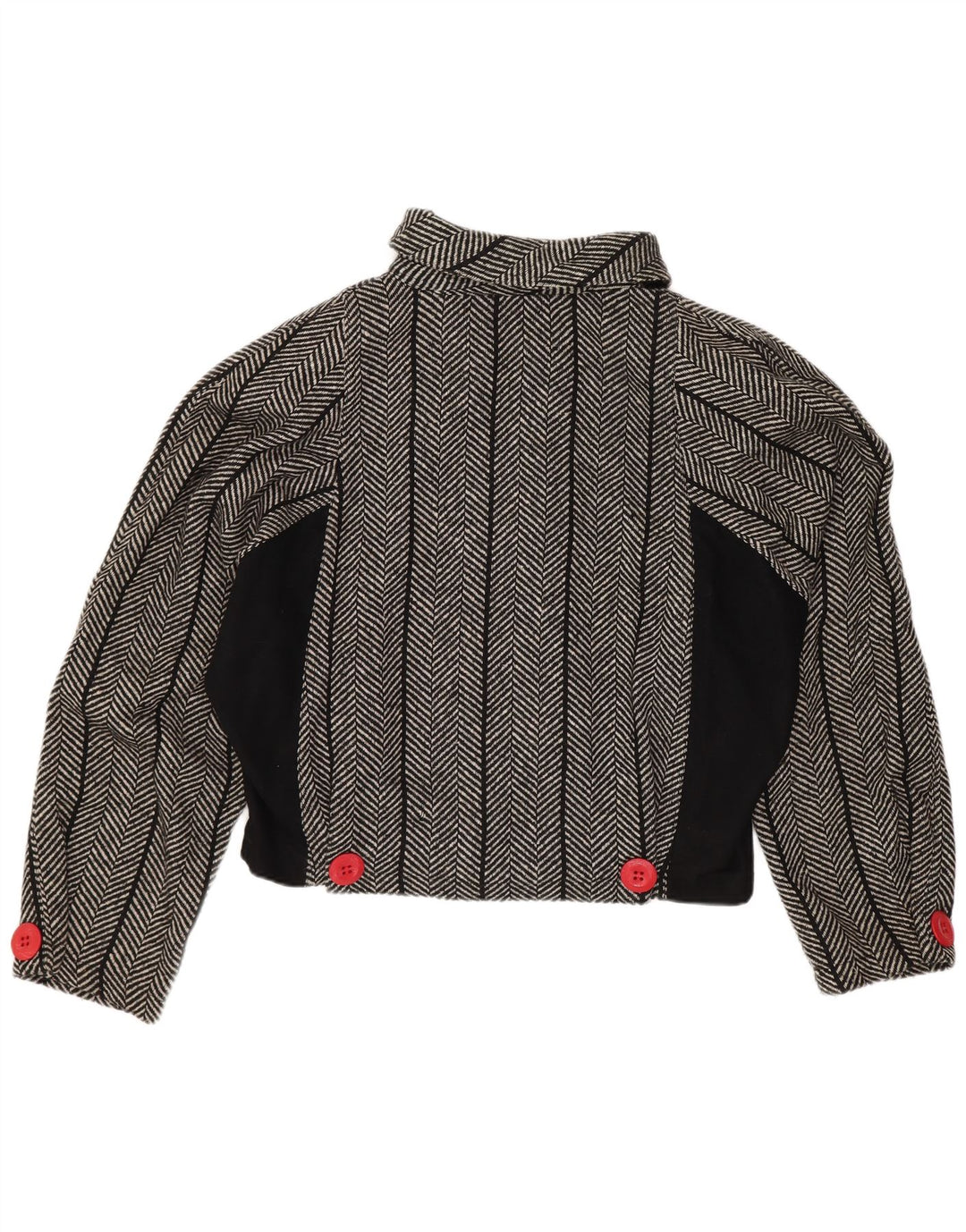 Vintage Γυναικείο Crop Μπουφάν Blazer US 1 XS Μαύρο Μαλλί ψαροκόκαλο