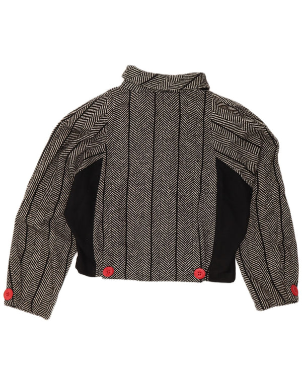 Vintage Γυναικείο Crop Μπουφάν Blazer US 1 XS Μαύρο Μαλλί ψαροκόκαλο
