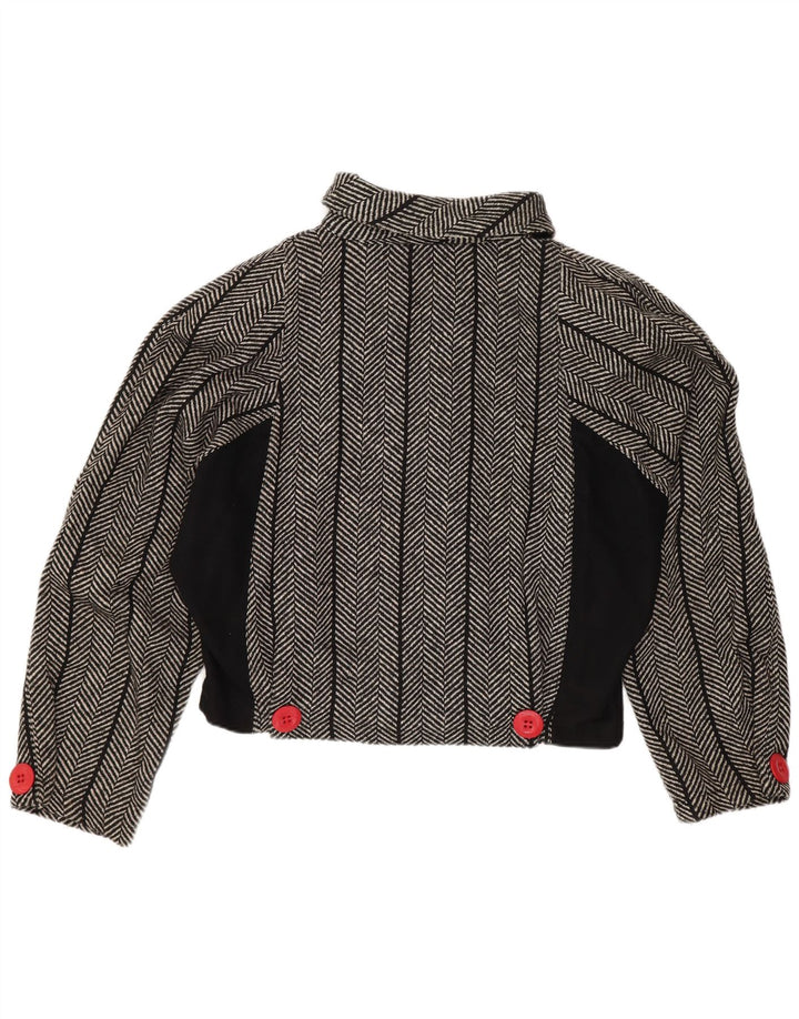 Vintage Γυναικείο Crop Μπουφάν Blazer US 1 XS Μαύρο Μαλλί ψαροκόκαλο