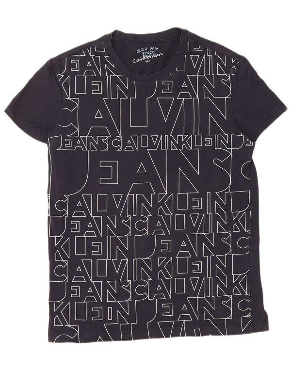 CALVIN KLEIN JEANS Mens Graphic T-Shirt Top Large Navy Blue Cotton