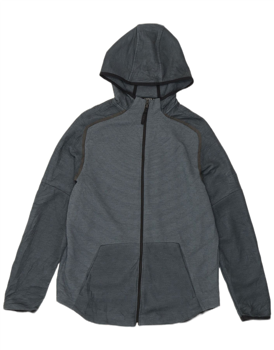 UNDER ARMOUR Mens Zip Hoodie Sweater Large Blue Colourblock Polyester