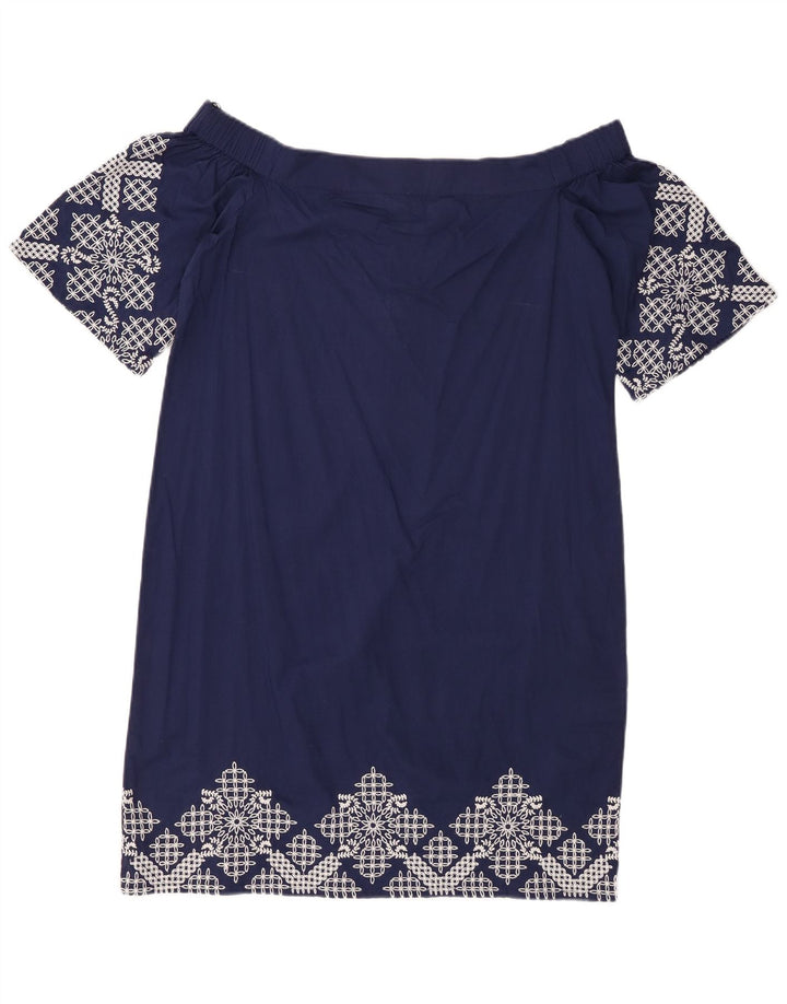 HOBBS Γυναικείο Υπερμεγέθη Φόρεμα Off Shoulder UK 10 Small Navy Blue Floral