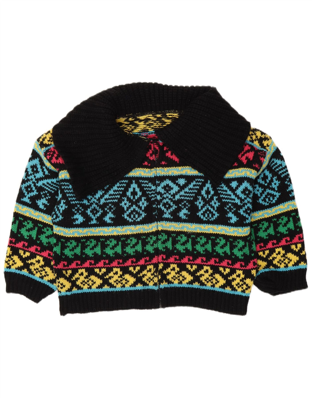 Γυναικείο πουλόβερ με ζακέτα VINTAGE UK 16 Μεγάλο Πολύχρωμο