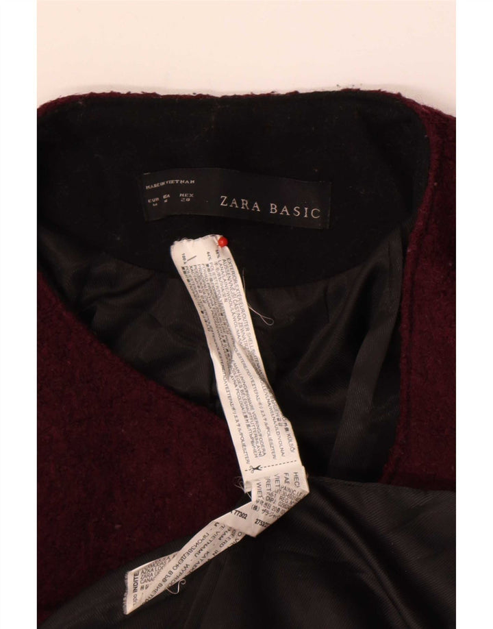 Zara Γυναικείο σακάκι με φερμουάρ UK 12 μεσαίο μαλλί μπορντό