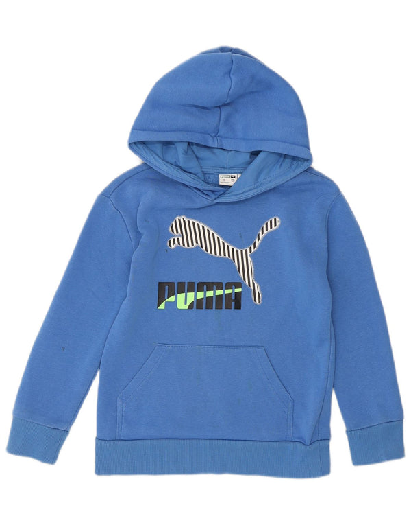 Puma Boys Graphic Hoodie Jumper 5-6 Years XS Blue Cotton