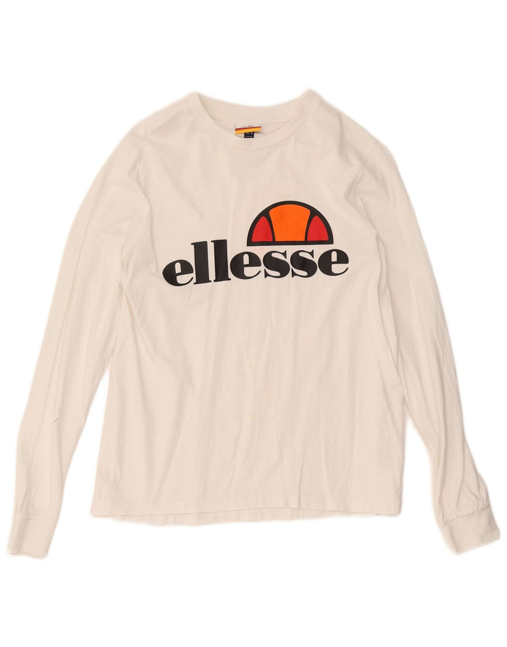 Ellesse Γυναικείο Γραφικό Μπλουζάκι Μακρυμάνικο UK 10 Μικρό Λευκό Βαμβακερό