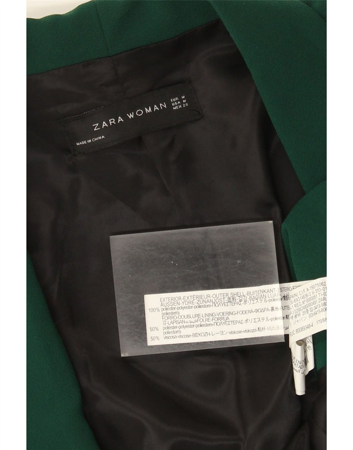 ZARA Γυναικείο μπουφάν 3/4 μανίκι ανοιχτό μπλέιζερ UK 14 Μεσαίο πράσινο πολυεστέρα