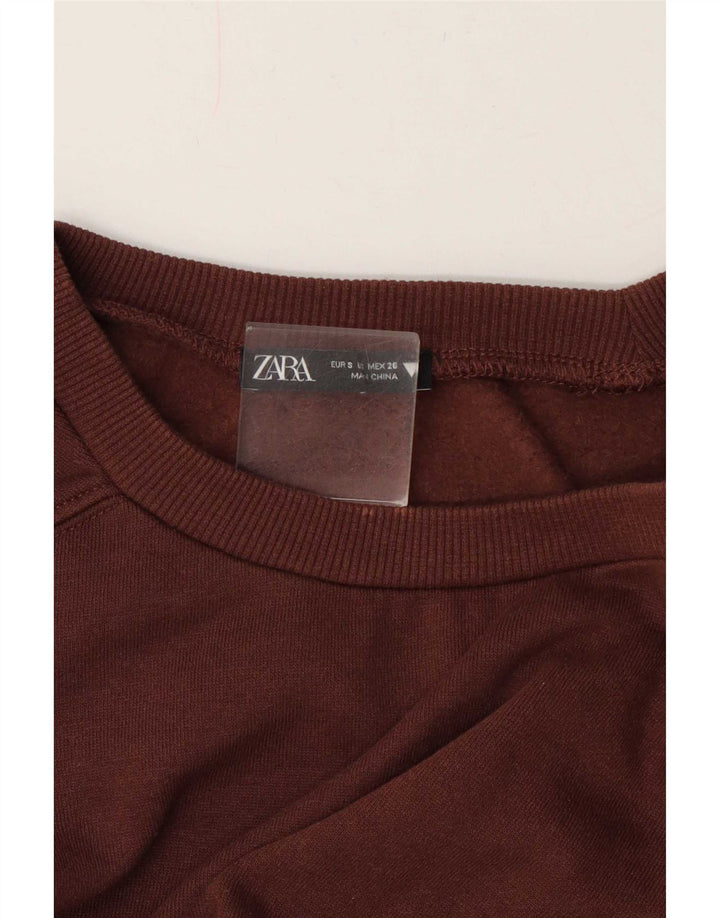Zara Γυναικεία φούτερ Crop Jumper UK 10 Small Brown