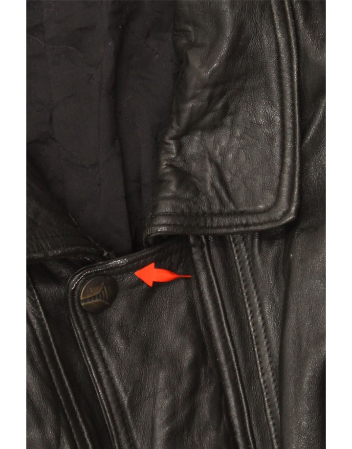 VINTAGE Mens Leather Coat UK 40 Large Black