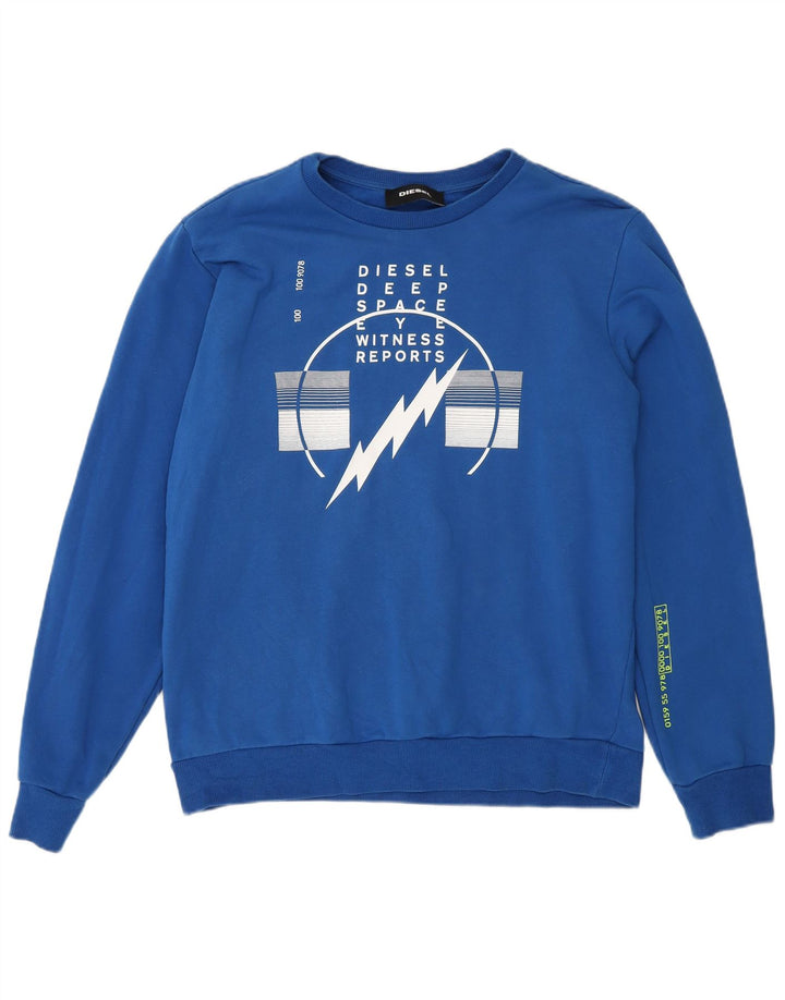 Diesel Ανδρικό Γραφικό Φούτερ Jumper Μεγάλο Μπλε Βαμβακερό