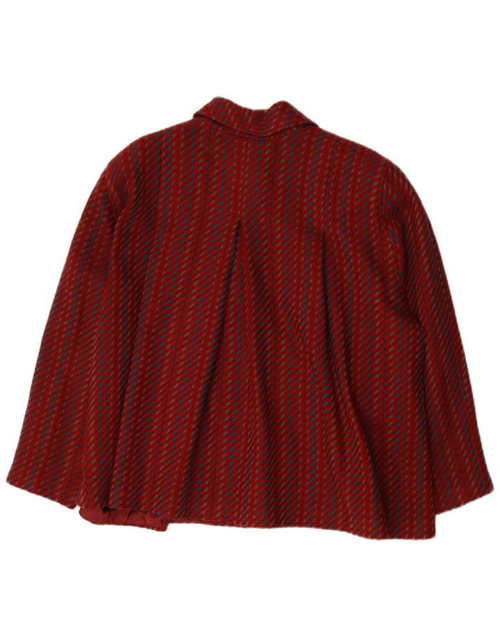 Vintage Γυναικείο Oversized Bomber Jacket IT 46 Μεγάλο κόκκινο ριγέ μαλλί