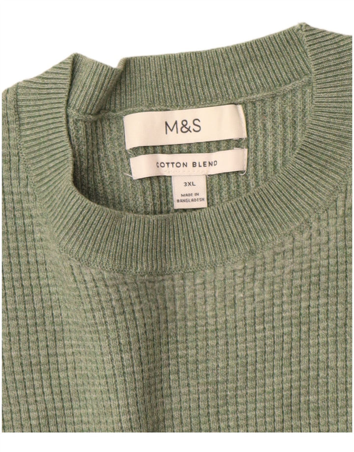 Marks & Spencer Ανδρικό πουλόβερ με λαιμόκοψη 3XL πράσινο πολυεστέρα