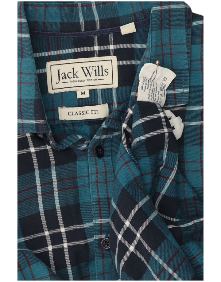 Jack Wills Ανδρικό φανελένιο πουκάμισο με κλασική εφαρμογή, μεσαίο μπλε βαμβακερό