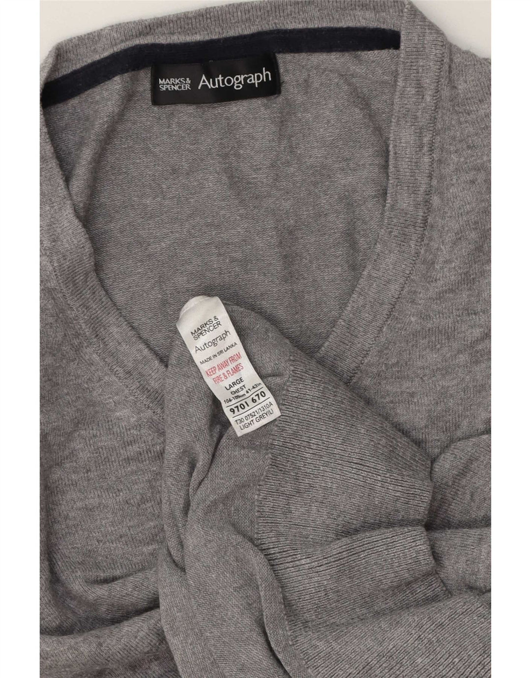 Ανδρικό πουλόβερ Marks & Spencer Autograph V-Neck Jumper μεγάλο γκρι βαμβακερό