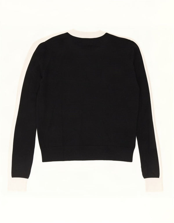 Zara Γυναικείο πουλόβερ με λαιμόκοψη UK 10 Small Black Colorblock Viscose