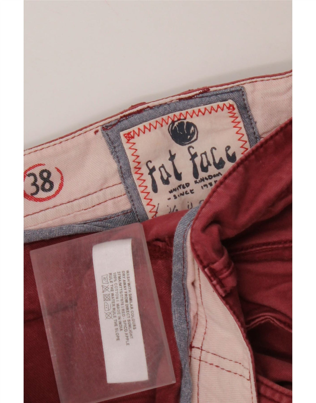 FAT FACE Ανδρικό ίσιο παντελόνι Chino W38 L33 Κόκκινο βαμβακερό
