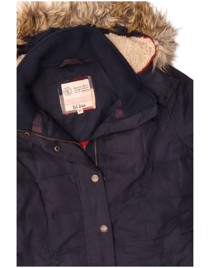 Γυναικείο μπουφάν Parka με κουκούλα Fat Face UK 12 Medium Navy Blue Polyester Winter