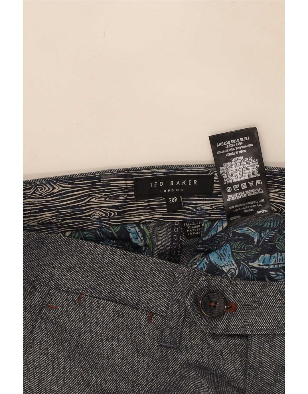 Ted Baker Ανδρικό Slim παντελόνι Chino W28 L31 Γκρι βαμβακερό